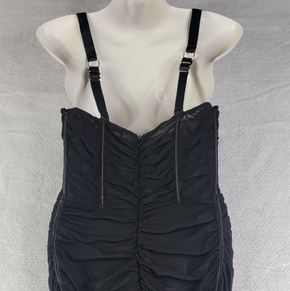 Leau Miami Mesh Mini Dress Sheer Black Ruched Sexy Club Party Size Medium NWT - Picture 3 of 5